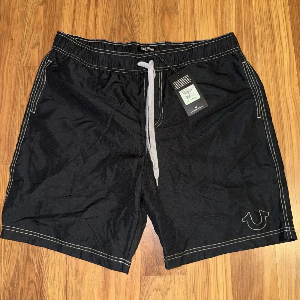 True Religion Lined Board Shorts Men’s Size XL Black NWT MSRP $99